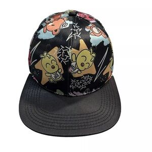 Five Nights at Freddy's Snapback Hat Satin Black Flat Brim Graphic Print Adult